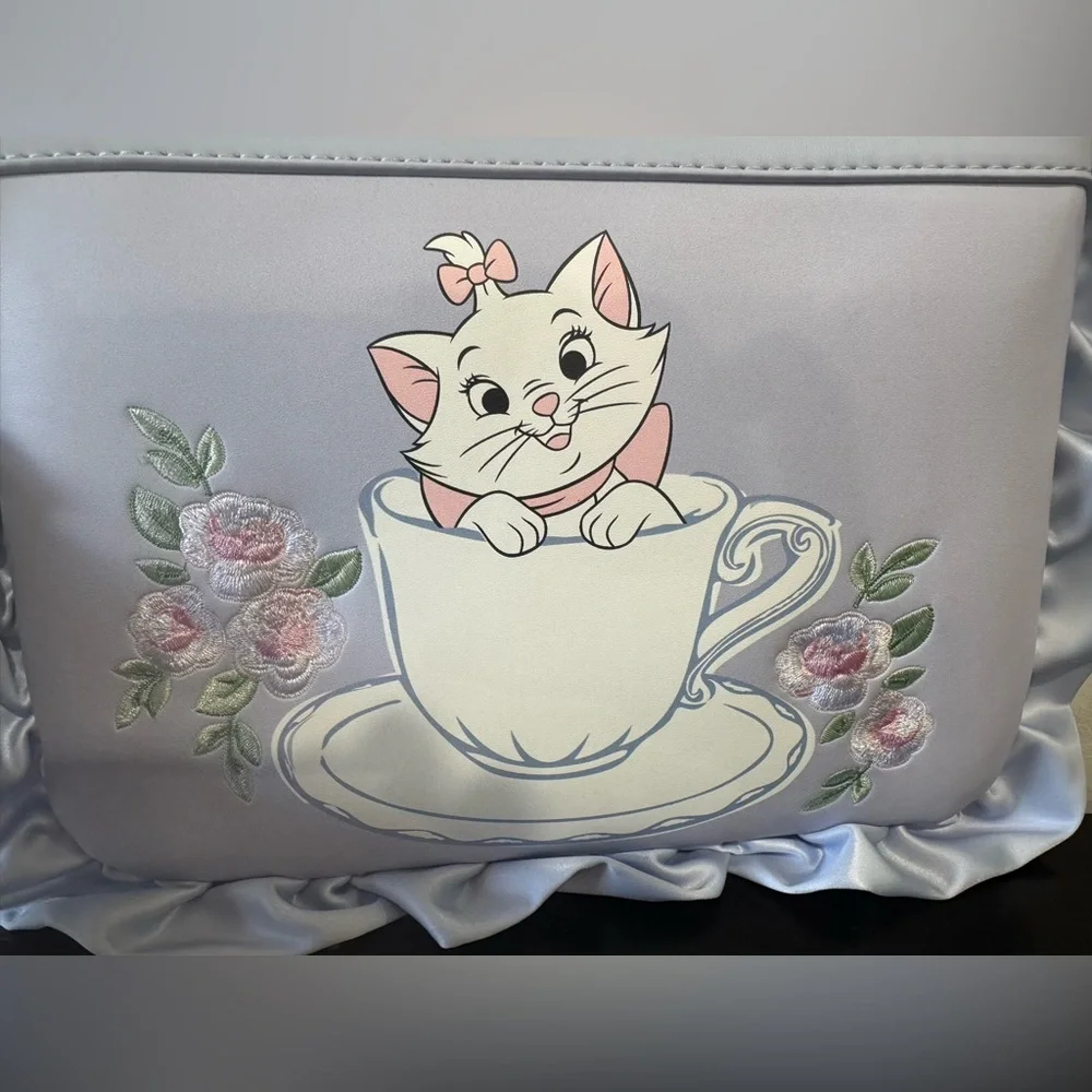 Disney The Aristocats Marie Tea Cup Floral Wristlet Pouch